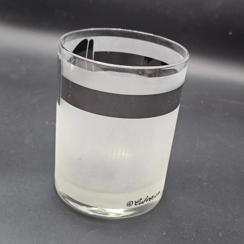 Vintage Culver Tuxedo Rocks Glass Mid Century Black Tie Cocktail‎ Barware